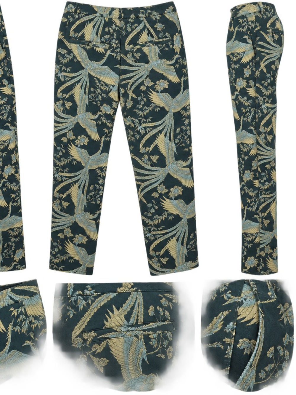 Scotch & Soda Maison Scotch Modern Classics Crane Bird Floral Jacquard Trousers